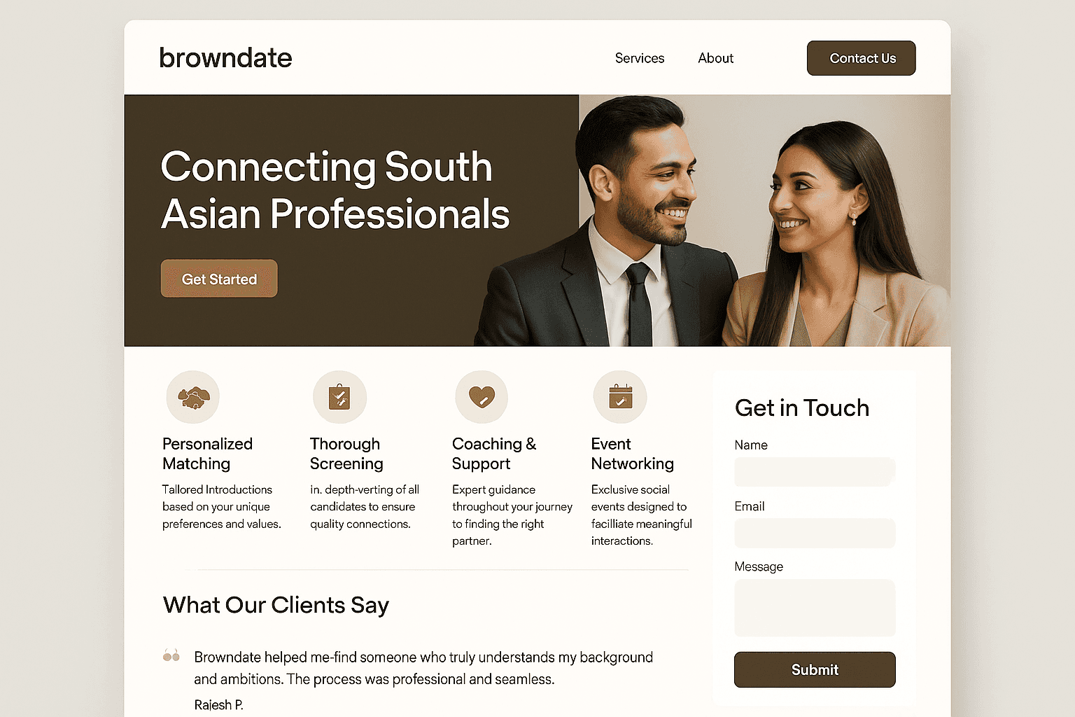 browndate.com website mockup